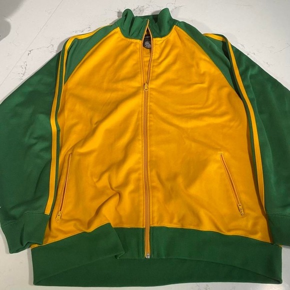 Vintage Style No Boundaries Track Jacket Yellow Green Full Zip Retro Size Large - Picture 1 of 5